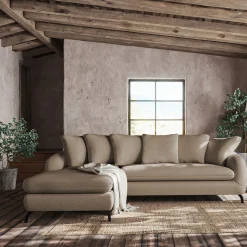 Canapé 4 Places|Canapé Fixe*alinea Canapé d'angle gauche fixe en tissu doux tramé - Beige