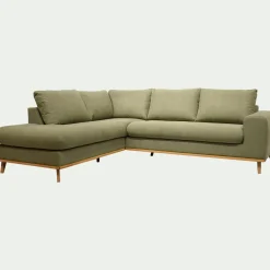 Canapé En Tissu|Canapé 5 Places*alinea Canapé d'angle gauche fixe en tissu Cosmo - kaki Vert