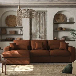 Canapé 5 Places|Canapé Fixe*alinea Canapé d'angle gauche fixe en tissu chenille Benjo - brun rustrel