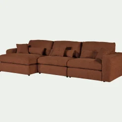 Canapé 5 Places|Canapé Fixe*alinea Canapé d'angle gauche fixe en tissu chenille Benjo - brun rustrel