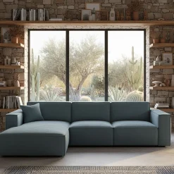 Canapé En Tissu|Canapé 3 Places*alinea Canapé d'angle gauche fixe en tissu genesis - Bleu