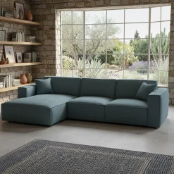 Canapé En Tissu|Canapé 3 Places*alinea Canapé d'angle gauche fixe en tissu genesis - Bleu