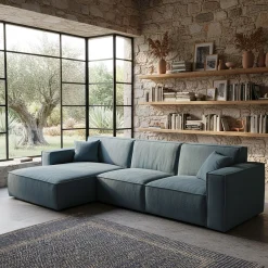 Canapé En Tissu|Canapé 3 Places*alinea Canapé d'angle gauche fixe en tissu genesis - Bleu