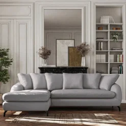 Canapé 4 Places|Canapé Fixe*alinea Canapé d'angle gauche fixe en tissu tramé - ardoise Gris