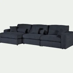 Canapé 5 Places|Canapé Fixe*alinea Canapé d'angle gauche fixe en tissu chenille Benjo - bleu marine