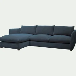 Canapé 5 Places|Canapé D'Angle*alinea Canapé d'angle gauche fixe en tissu Nature - Bleu
