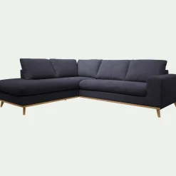 Canapé 5 Places|Canapé Fixe*alinea Canapé d'angle gauche fixe en tissu Crown - calabrun Bleu