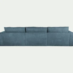 Canapé En Velours|Canapé 5 Places*alinea Canapé d'angle gauche fixe en velours côtelé - Bleu
