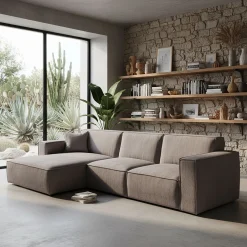 Canapé En Tissu|Canapé 3 Places*alinea Canapé d'angle gauche fixe en tissu genesis - borie Gris