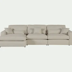 Canapé En Tissu|Canapé 5 Places*alinea Canapé d'angle gauche fixe en tissu bouclette dasco - écru Blanc