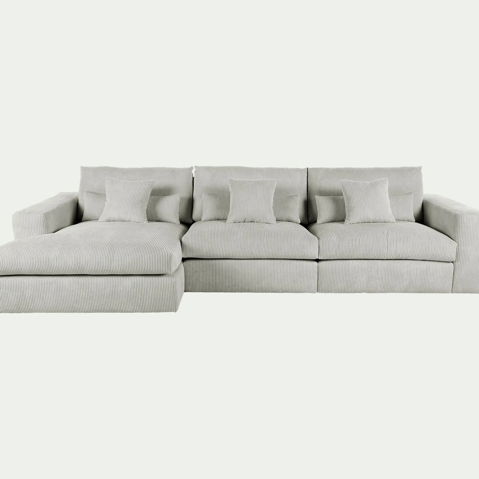 Canapé En Velours|Canapé 5 Places*alinea Canapé d'angle gauche fixe en velours côtelé - borie Gris
