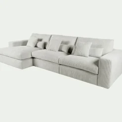 Canapé En Velours|Canapé 5 Places*alinea Canapé d'angle gauche fixe en velours côtelé - borie Gris