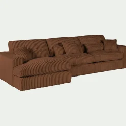 Canapé 5 Places|Canapé Fixe*alinea Canapé d'angle gauche fixe en tissu côtelé bita - brun rustrel Marron