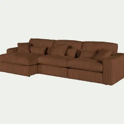 Canapé 5 Places|Canapé Fixe*alinea Canapé d'angle gauche fixe en tissu côtelé bita - brun rustrel Marron