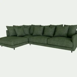 Canapé En Tissu|Canapé 4 Places*alinea Canapé d'angle gauche fixe en tissu monclar - cèdre Vert