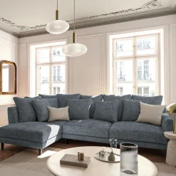 Canapé En Tissu|Canapé 4 Places*alinea Canapé d'angle gauche fixe en tissu genesis - ardoise Gris