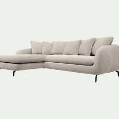 Canapé En Tissu|Canapé 4 Places*alinea Canapé d'angle gauche fixe en tissu tramé - roucas Beige
