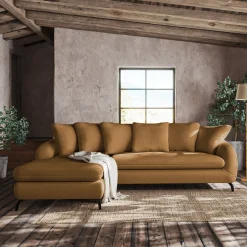 Canapé 4 Places|Canapé Fixe*alinea Canapé d'angle gauche fixe en tissu tramé - bronze Marron