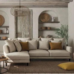 Canapé En Tissu|Canapé 4 Places*alinea Canapé d'angle gauche fixe en tissu mixte - alpilles Beige