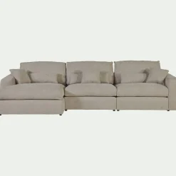 Canapé En Tissu|Canapé 5 Places*alinea Canapé d'angle gauche fixe en tissu chenille Benjo - roucas Beige