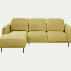 Canapé Fixe|Canapé D'Angle*alinea Canapé d'angle gauche fixe en tissu memphis avec fonction avance-recul - argan Jaune