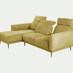 Canapé Fixe|Canapé D'Angle*alinea Canapé d'angle gauche fixe en tissu memphis avec fonction avance-recul - argan Jaune
