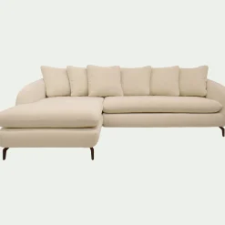 Canapé 4 Places|Canapé Fixe*alinea Canapé d'angle gauche fixe en tissu doux tramé - écru Blanc