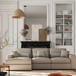 Canapé 5 Places|Canapé Fixe*alinea Canapé d'angle gauche fixe en tissu bouclette dasco - clair Gris