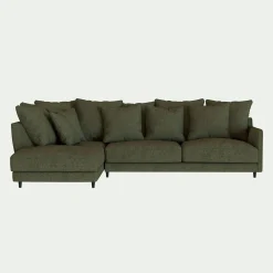 Canapé En Tissu|Canapé 4 Places*alinea Canapé d'angle gauche fixe en tissu joint - cèdre Vert