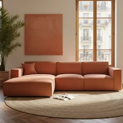 Canapé En Tissu|Canapé D'Angle*alinea Canapé d'angle gauche fixe en tissu genesis - Brun rustrel