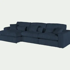 Canapé 5 Places|Canapé Fixe*alinea Canapé d'angle gauche fixe en tissu côtelé bita - calabrun Bleu