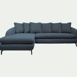 Canapé 4 Places|Canapé Fixe*alinea Canapé d'angle gauche fixe en tissu doux tramé - Bleu