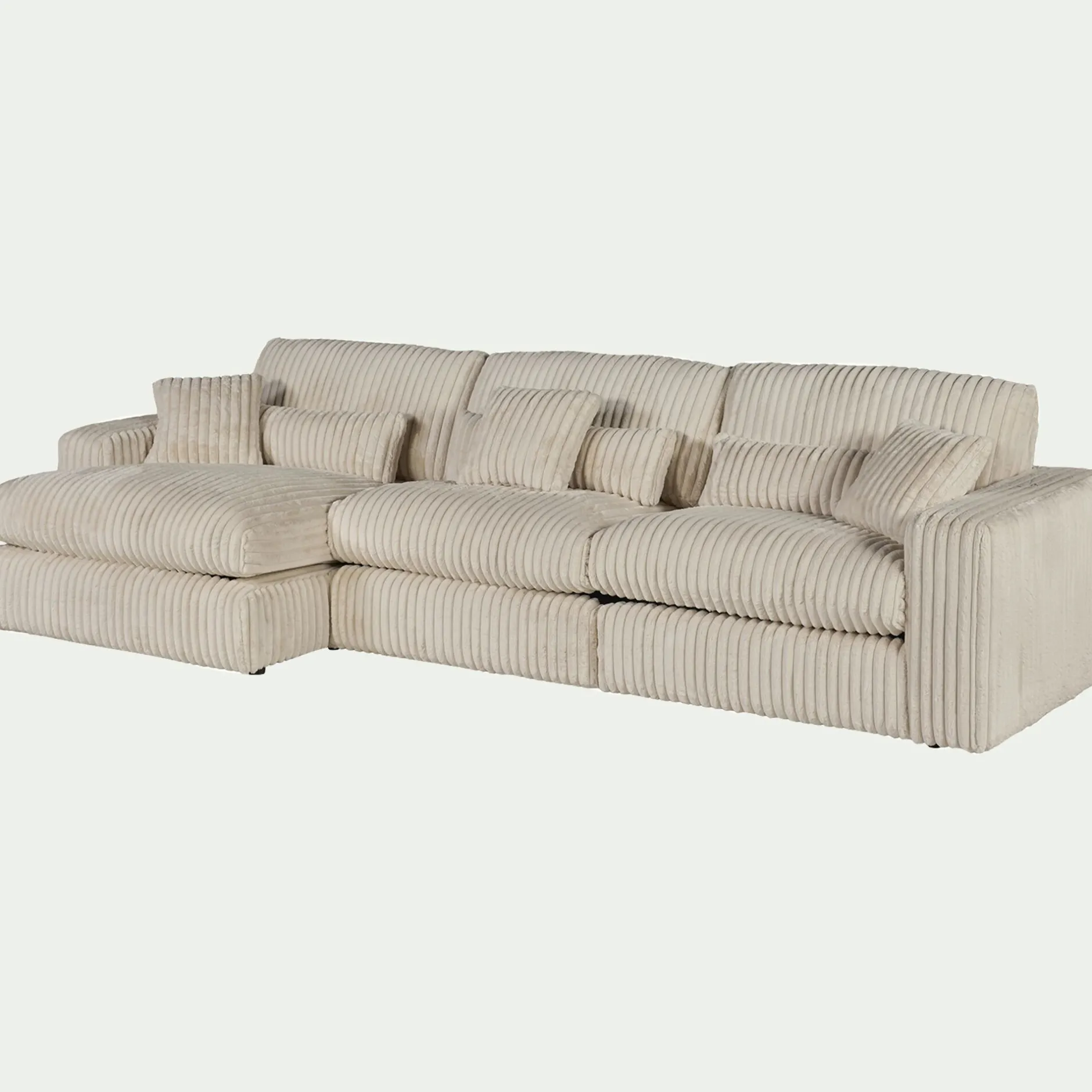 Canapé En Tissu|Canapé 5 Places*alinea Canapé d'angle gauche fixe en tissu côtelé bita - ventoux Blanc