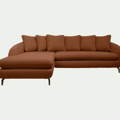 Canapé 4 Places|Canapé Fixe*alinea Canapé d'angle gauche fixe en tissu doux tramé - brun rustrel Marron