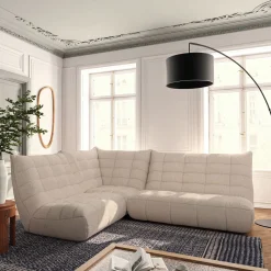 Canapé 5 Places|Canapé Modulable*alinea Canapé d'angle modulable 4 places en tissu chenille - roucas Beige