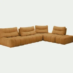 Canapé En Tissu|Canapé 6 Places Et Plus*alinea Canapé d'angle modulable avec pouf en tissu campo - argan Jaune