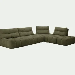 Canapé En Tissu|Canapé 6 Places Et Plus*alinea Canapé d'angle modulable avec chauffeuse et pouf en tissu campo- cèdre Vert