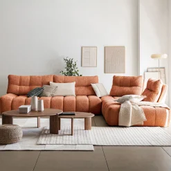 Canapé En Tissu|Canapé 6 Places Et Plus*alinea Canapé d'angle modulable avec chauffeuse et pouf en tissu campo - brun rustrel Marron