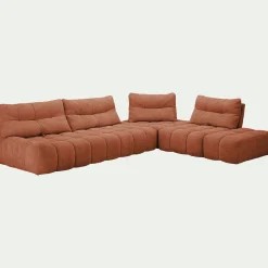 Canapé En Tissu|Canapé 6 Places Et Plus*alinea Canapé d'angle modulable avec chauffeuse et pouf en tissu campo - brun rustrel Marron