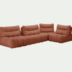 Canapé En Tissu|Canapé 5 Places*alinea Canapé d'angle modulable avec chauffeuse en tissu campo - brun rustrel Marron