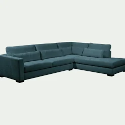 Canapé 5 Places|Canapé Fixe*alinea Canapé d'angle méridienne droite fixe en tissu Genesis - Bleu