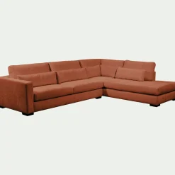 Canapé 5 Places|Canapé Fixe*alinea Canapé d'angle méridienne droite fixe en tissu Genesis - brun rustrel Marron