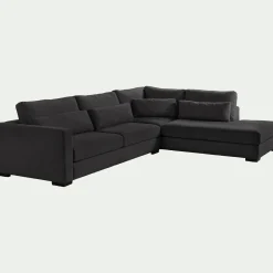 Canapé 5 Places|Canapé Fixe*alinea Canapé d'angle méridienne droite fixe en tissu Bloq - anthracite Gris