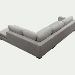 Canapé En Velours|Canapé 5 Places*alinea Canapé d'angle méridienne droite fixe en velours côtelé Azores - borie Gris