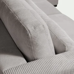Canapé En Velours|Canapé 5 Places*alinea Canapé d'angle méridienne droite fixe en velours côtelé Azores - borie Gris