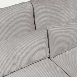 Canapé En Velours|Canapé 5 Places*alinea Canapé d'angle méridienne droite fixe en velours côtelé Azores - borie Gris