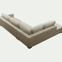 Canapé En Velours|Canapé 5 Places*alinea Canapé d'angle méridienne gauche fixe en velours côtelé Azores - taupe Gris