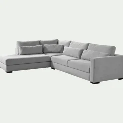 Canapé En Tissu|Canapé 5 Places*alinea Canapé d'angle méridienne gauche fixe en tissu Bloq - Gris