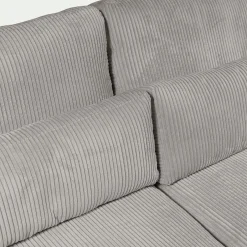 Canapé 5 Places|Canapé Fixe*alinea Canapé d'angle méridienne gauche fixe en velours côtelé Azores - borie Gris