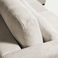 Canapé En Velours|Canapé 5 Places*alinea Canapé d'angle méridienne gauche fixe en velours côtelé Azores - Beige